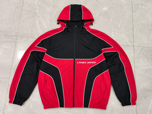 Chaqueta de invierno impermeable con capucha para hombre, cortavientos, impermeable, bicolor rojo y negro, con cremallera, deportiva, ligera e informal. - Product Image 6