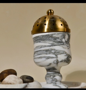 Brûleur d'encens en marbre bordeaux, Mubkhar arabe, encensoir Bakhoor, diffuseur d'aromathérapie fait main pour la maison et l'hôtel - Product Image 5