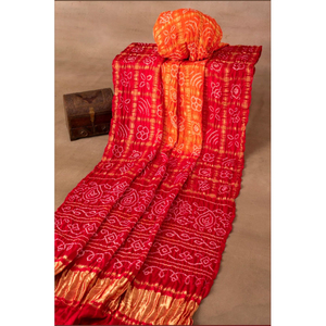 Premium Pure Gajji Silk Ghatchola Bandhani <b>Saree</b> Handcrafted Tie Dye Wedding <b>Saree</b> for Women Bulk Supplier - Product Image 1