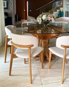 Juego de Mesa de Comedor de Raíz de Teca Natural con Sillas Modernas, Fabricante de Muebles de Indonesia - Product Image 1
