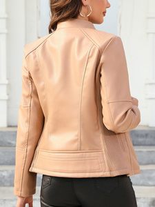 <b>Women</b> Slim Fit PU Leather Biker <b>Jacket</b> Lightweight Zip Up Outerwear Bulk Order - Product Image 4