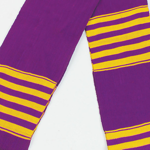 Estola de Graduación Kente Auténtica Tejida a Mano en Púrpura y Dorado, Doble Tejido, para Celebración del Patrimonio Cultural y la Ceremonia de Graduación - Product Image 6