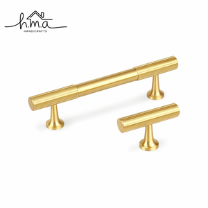 Tirador de Mueble Moderno de Latón Cepillado en Forma de T, Tirador Redondo Minimalista para Cajones, Tirador para Puertas de Cocina, Armarios y Ropero - Product Image 1