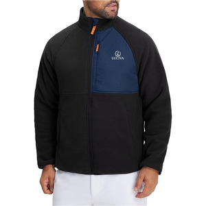 Softshell <b>jacket</b> <b>Men's</b> <b>jacket</b> Premium <b>Men</b>’s Black Polar Fleece <b>Jacket</b> featuring Navy Blue Contrast Utility Chest Pocket and Bold - Product Image 1