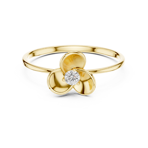 Anillo de oro macizo de 14k para mujer con diseño minimalista de diamantes tallados redondos con motivos florales o de hélices inspirados en la naturaleza, ideal para regalo o compromiso. - Product Image 1