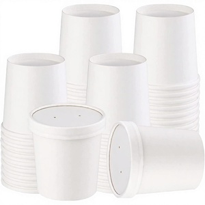 Fournisseur en gros de gobelets à crème glacée jetables en papier, contenants à paroi simple avec couvercles pour desserts à emporter - Product Image 2