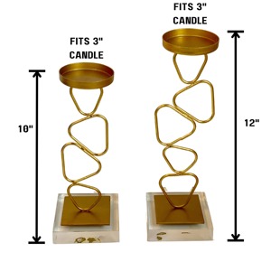 Set Of 2 Designer Geometric Shape Gold Metal <b>Candle</b> Holders Suitable For Stylish Home Decor And Modern Interiors From India - Product Image 2