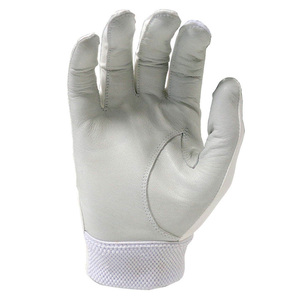 White Full Finger Batting Gloves Leather Palm Non Slip Breathable Ambidextrous Training Catcher Grip for Baseball Softball - Product Image 3