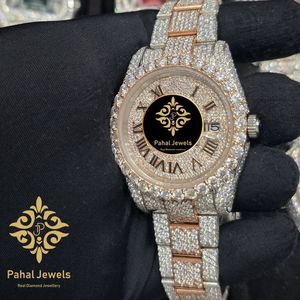 นาฬิกาเพชรหรูหราสำหรับทุกเพศ Pahal Jewels ตัวเรือนสแตนเลสขนาด 40 มม. ระบบอนาล็อก กลไกอัตโนมัติ แสดงวันที่ สายขนาด 20 มม. กระจกแซฟไฟร์ - Product Image 4