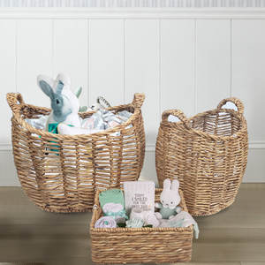 Cestas de mimbre decorativas costeras tejidas a mano - Product Image 1