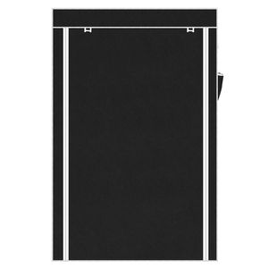Armadio Portatile Pieghevole da 64 Pollici, Organizzatore in Tessuto Nero con Ripiani per Scarpe e Borse - Product Image 5
