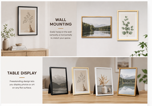 Modern Vertical Minimalist Wood 4x6 Solid Wood Photo <b>Frame</b> with Rectangle Shape Thin <b>Design</b> <b>Wall</b> Mounting - Product Image 3