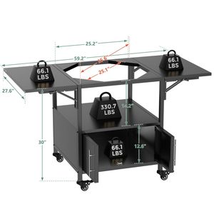 Carrello in Metallo per Barbecue da Esterno, Compatibile con Big Green Egg, con 2 Pannelli Pieghevoli - Product Image 2