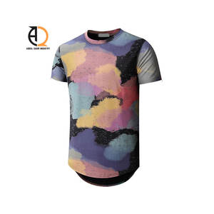 Custom Brand Logo US Size <b>Mens</b> 100% Cotton Hipster Hip Hop <b>Longline</b> Crewneck <b>T</b>-<b>Shirt</b> S-4XL - Product Image 1