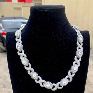 Collier Hip-Hop en Argent Sterling 925 avec Double Rangée de Moissanite Couleur D VVS et Pendentif Jésus 4mm - Idéal pour les Couples et les Fêtes - Product Image 1