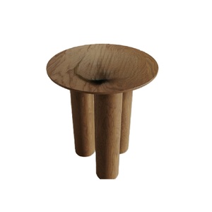 Modern Wooden Round <b>Coffee</b> <b>Table</b> With Tapered Base Minimalist Design Handmade Bedside Companions <b>Low</b> Profile Modern Noghtstand - Product Image 3