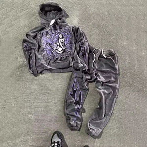 Conjunto de Sudadera con Capucha y Pantalones Deportivos Vintage con Lavado Ácido Personalizado para Hombre, Estilo Urbano, Impresión DTG, Bordado Tejido - Product Image 6