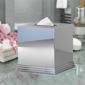 Caja de pañuelos metálica moderna, diseño cuadrado independiente, ideal para el hogar, la oficina, el baño, encimera y como soporte decorativo. - Product Image 5