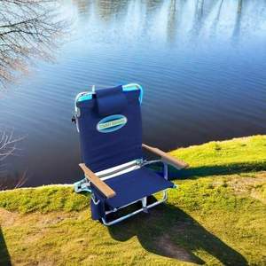เก้าอี้ชายหาดพับได้ 5 ระดับ รุ่นคลาสสิค สีกรมท่า ยี่ห้อ HUY GIA ทนทาน โครงอะลูมิเนียม เฟอร์นิเจอร์กลางแจ้งทันสมัย พิมพ์ลาย 3 มิติ สำหรับสวน - Product Image 1