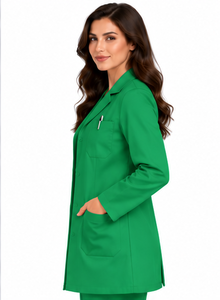 เสื้อกาวน์แพทย์สีขาว แขนยาว สำหรับบุรุษและสตรี ผ้าฝ้ายผสม ระบายอากาศได้ดี ชุดยูนิฟอร์มทางการแพทย์ โรงพยาบาล วิทยาศาสตร์การแพทย์ - Product Image 3
