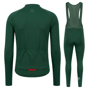 Custom Mens Dark green <b>Cycling</b> set Breathable Thermal Bicycle Racing Kit four way stretch <b>stand</b> collar Bib Tights <b>cycling</b> kit - Product Image 2