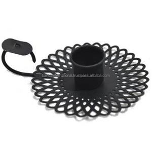 Portavelas votivo de hierro con asa Recubrimiento en polvo negro Acabado para iluminar la decoración del hogar y otros tarros de portavelas - Product Image 4