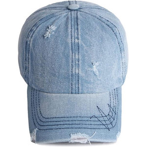 Gorra de Béisbol Unisex de Mezclilla, 6 Paneles, Ajustable, Lavada, de Color Sólido, Informal, para Primavera/Verano, Talla Adulto - Product Image 2