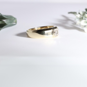 Signet <b>Ring</b> Classic Highlights a Striking Lab Grown Square Asscher Cut Bezel <b>Set</b> Solitaire Wedding Band Fine Jewelry <b>Men</b> - Product Image 4