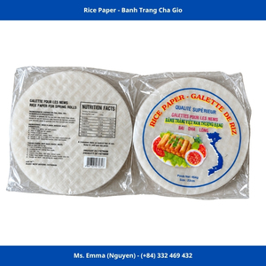 Papel de Arroz Bai Dha Long de 22 cm, Papel de Arroz Seco Vietnamita de Calidad Superior para Rollitos Primavera, Bolsa de 454 g - Product Image 3