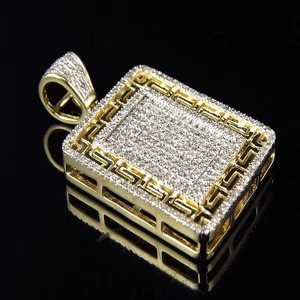 Geometric Moissanite Pendant 18K Gold Plated Men's Luxury Charms Everyday Wear Micro Insert Round Brilliant Cut Diamond Pendant - Product Image 6
