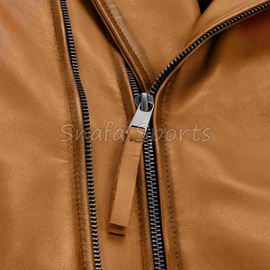 Men Bomber Leather Jacket with Front Zip Pockets Stylish Winter Outerwear Leather Jackets for Men's - Product Image 4