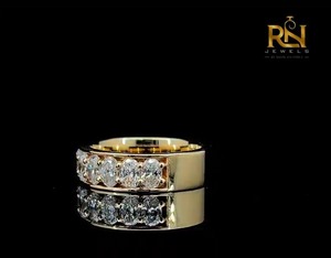 Heavy Wide Oval Lab Grown Diamond Wedding <b>Ring</b> Solid Gold <b>Thick</b> Statement Band Men Women OEM ODM Wholesale B2B Supply - Product Image 3