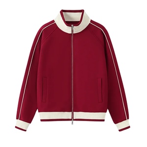 Nouveau Cardigan Tendance Color-Block à Col Montant, Veste Unisexe en Molleton Lourd 380g à Manches Raglan pour Hommes et Femmes, Style Collage Life - Product Image 1