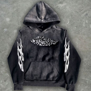 Conjuntos Deportivos Personalizados Unisex con Bordado Desgastado y Pedrería, Pantalones y Sudaderas con Capucha para Hombre - Product Image 4