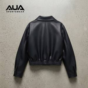 เสื้อแจ็คเก็ตหนัง PU สีน้ำตาลทรงมอเตอร์ไซค์สำหรับทุกเพศ ทรงปกติ ปกคอพับได้ ความยาวสั้น กันลม ดีไซน์เรียบง่าย เหมาะสำหรับใส่ในฤดูใบไม้ร่วง - Product Image 4