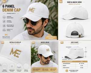 Gorra de Béisbol de Mezclilla Blanca de Moda 2026, 6 Paneles, Ajustable con Hebilla Metálica, Unisex, Casual, 100% Algodón, con Pedrería, Talla Única - Product Image 6