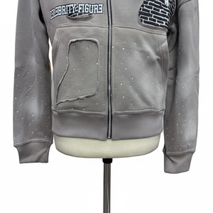 Sudaderas personalizadas de alta calidad para hombre, con efecto deslavado, de 400 g/m², con logotipo personalizado con pedrería y bordado. - Product Image 4