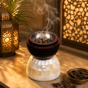 Premium Arabic MOP Inlay Incense Burner Handcrafted <b>Bakhoor</b> Holder <b>Oud</b> Charcoal Censer Ramadan Eid Gift Tabletop Home Decoration - Product Image 5