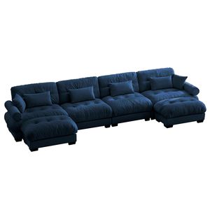 Divano Sezionale Moderno a U in Velluto, 4 Posti, con Pouf Mobili, Convertibile, Profondo e Confortevole, Imbottito per Soggiorno - Product Image 5