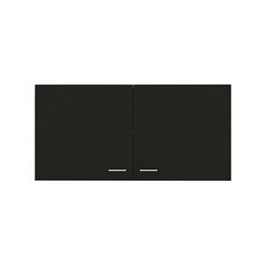 Armadietto a Muro Napoles con Doppia Anta e Due Ripiani, Unità di Stoccaggio per Cucina in Nero - Product Image 2