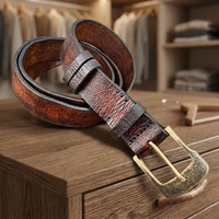 Ceinture en cuir de vachette vintage unisexe pour enfants, avec logo personnalisé, boucle ardillon en acier, robuste, écologique et imperméable, vente en gros