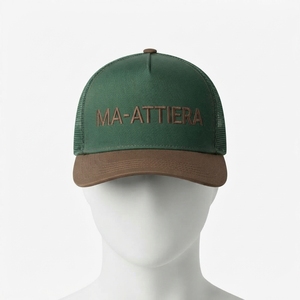 Men's <b>Green</b> Brown Trucker Cap Mesh Back Snapback Baseball <b>Hat</b> Custom Embroidered Logo Adjustable - Product Image 3