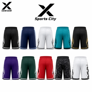 Shorts de basketball sublimés pour hommes X Sports City, taille élastique, évacuation de l'humidité, séchage rapide, polyester, toutes saisons, coupe classique - Product Image 2