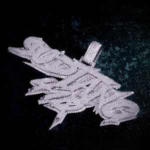 Custom High Quality 925 Silver Gold Plated Moissanite Rapper Charm Pendant Hip Hop Iced Fashion Necklace - Product Image 3