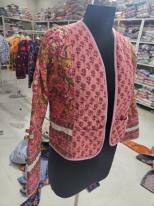 Floral Printed Women's Quilted <b>Jacket</b> Open Front <b>Chinese</b> Style Full Sleeve Warm Winter Outerwear Polyester Fabric GIFT FOR HER - Product Image 4