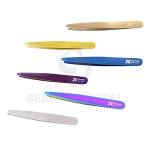 Pince à épiler pour poils du visage à pointe inclinée arc-en-ciel irisée avec finition durable résistante à la rouille et tension calibrée - Product Image 5