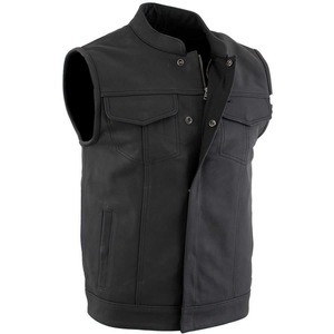 Chaleco de Cuero Casual para Hombre Tallas Grandes, Chaleco de Piel Vacuna a la Moda, Chaleco de Cuero sin Mangas para Motocicleta, Personalizado OEM ODM - Product Image 4