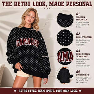 Women's Hoodless Polka Dot Mock Neck Sweatshirt Custom Oversized <b>Cute</b> Fall Baggy Loose Fit Long Sleeve Cozy Soft Top Apparel - Product Image 5