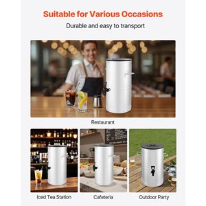 Dispenser in Acciaio Inox da 15L/4 Galloni, Erogatore di Bevande in Metallo 304 con Rubinetto e Maniglia per Bevande Calde e Fredde, Design Elegante - Product Image 2