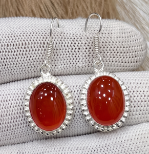 925 sterling silver Plated Elegant Red Carnelian Oval Drop <b>Earrings</b> for Women Dangle <b>Hook</b> Handmade Wholesale Fashion Jewelry - Product Image 1